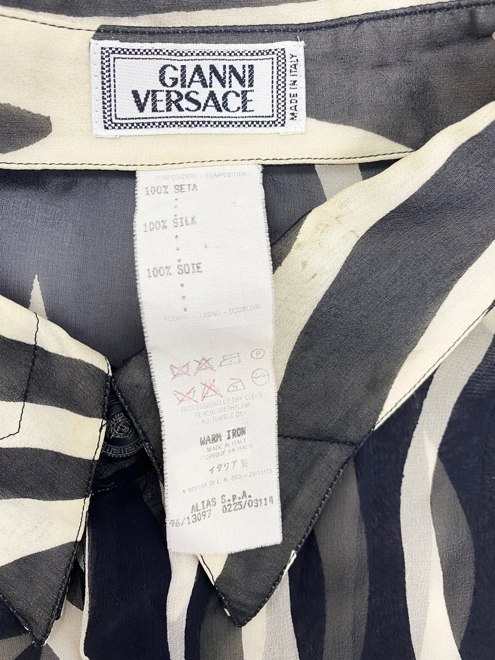 Gianni Versace F/W 1996 zebra silk shirt — JAMES VELORIA