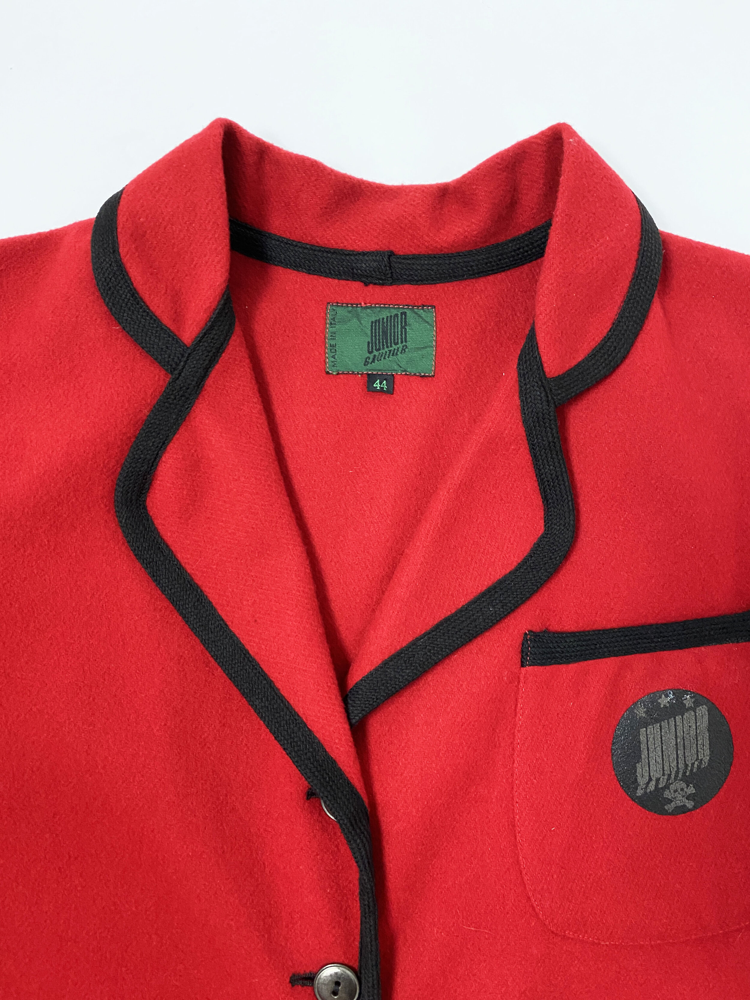 cropped red jean jacket