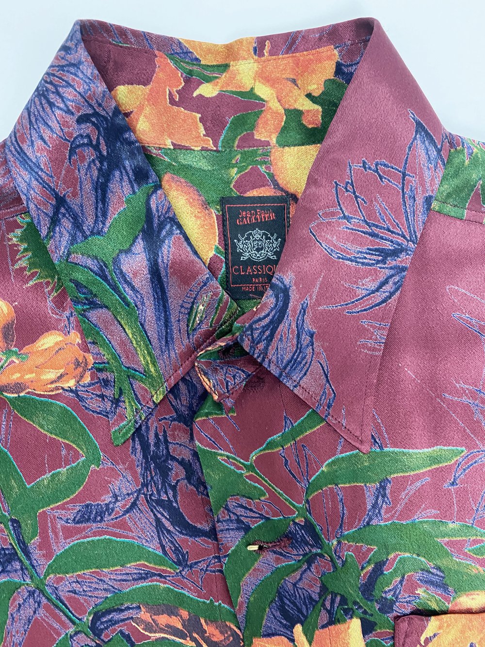 Jean Paul Gaultier floral satin shirt — JAMES VELORIA