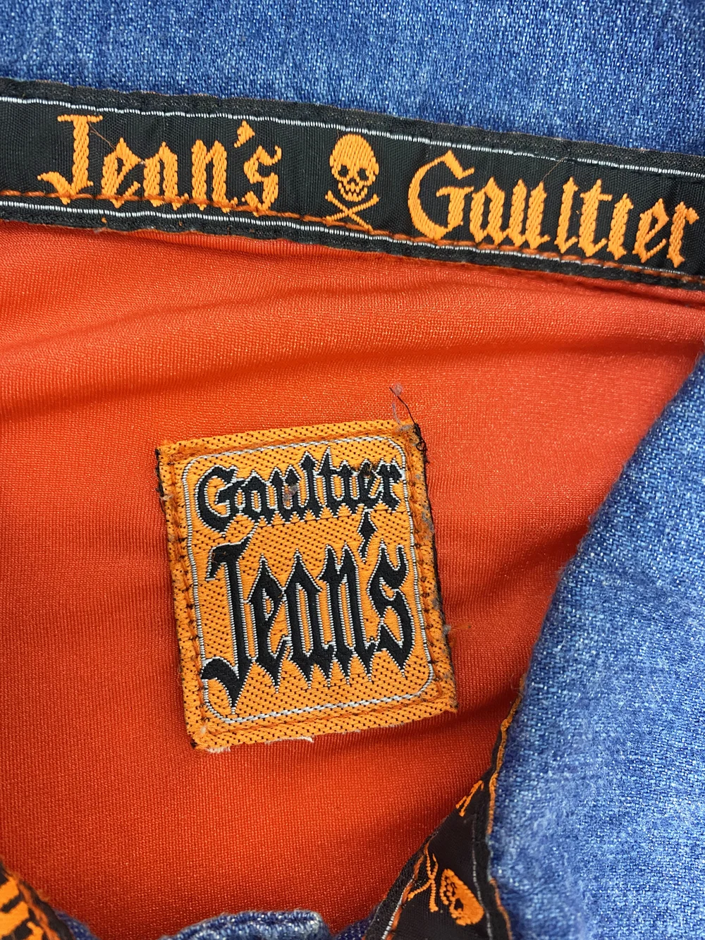 JPG jean paul gaultier トップス オレンジ archive JEAN PAUL GAULTIER Printed mesh top | NET-A-PORTER