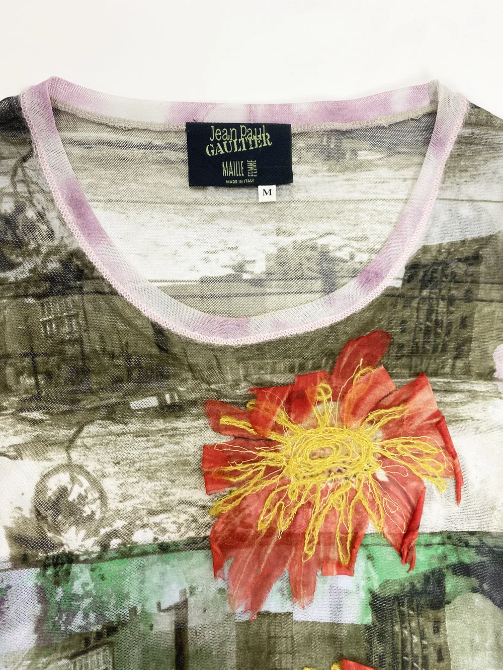 Jean Paul Gaultier flower applique mesh top — JAMES VELORIA