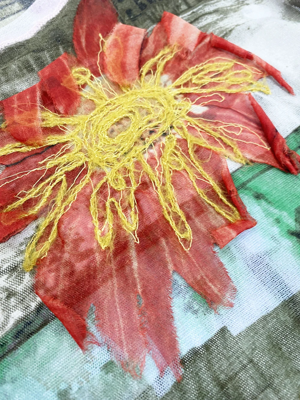 Jean Paul Gaultier flower applique mesh top — JAMES VELORIA