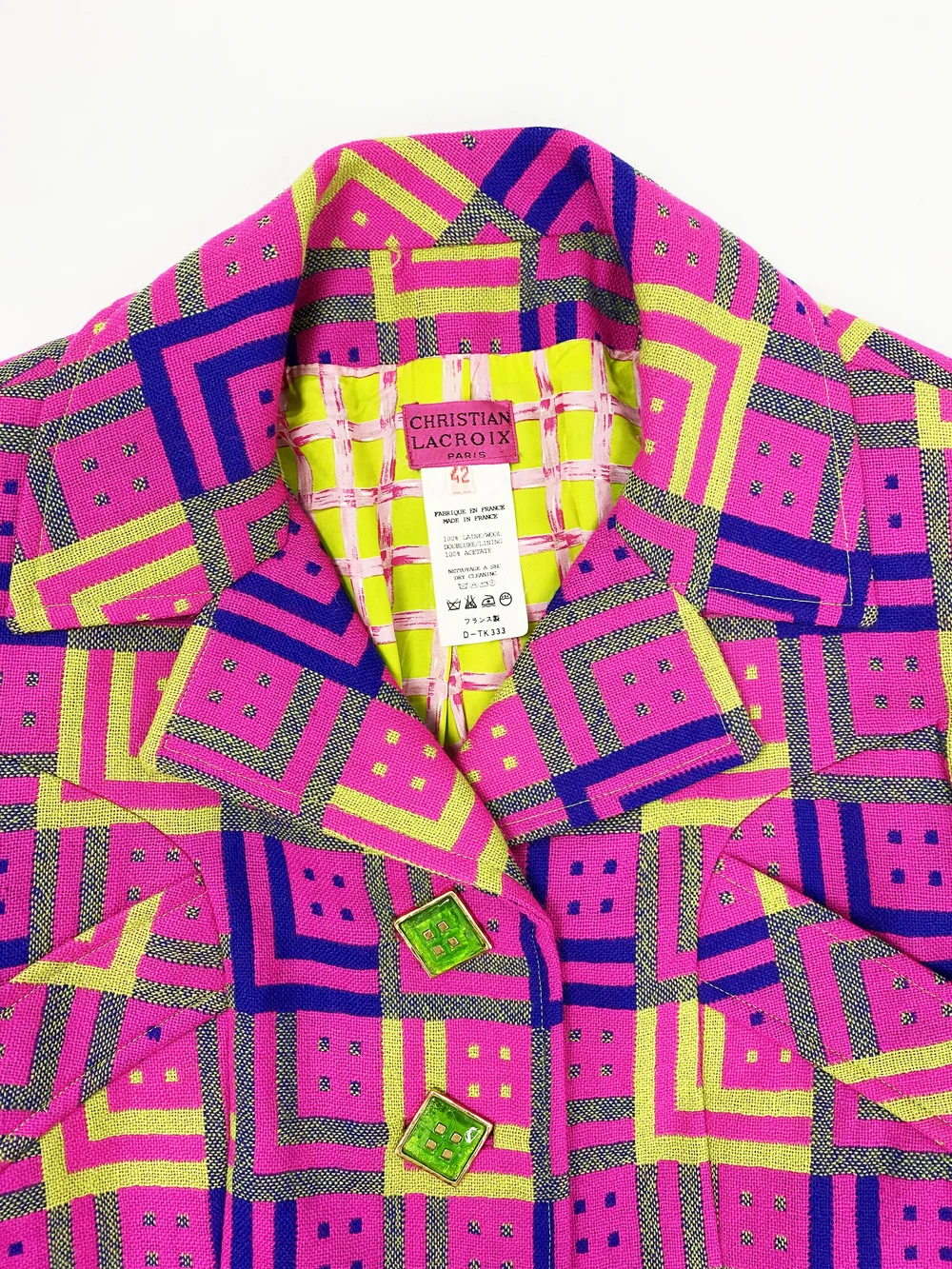 Christian Lacroix 90s pink plaid skirt suit — JAMES VELORIA