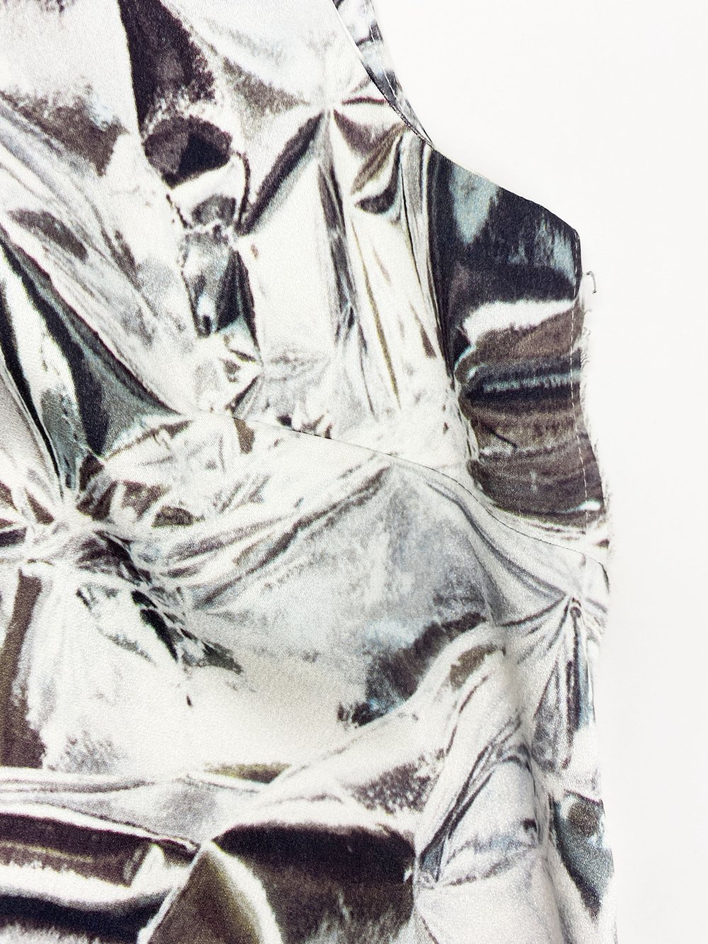 Maison Martin Margiela F/W 2004 trompe l'oeil foil print dress