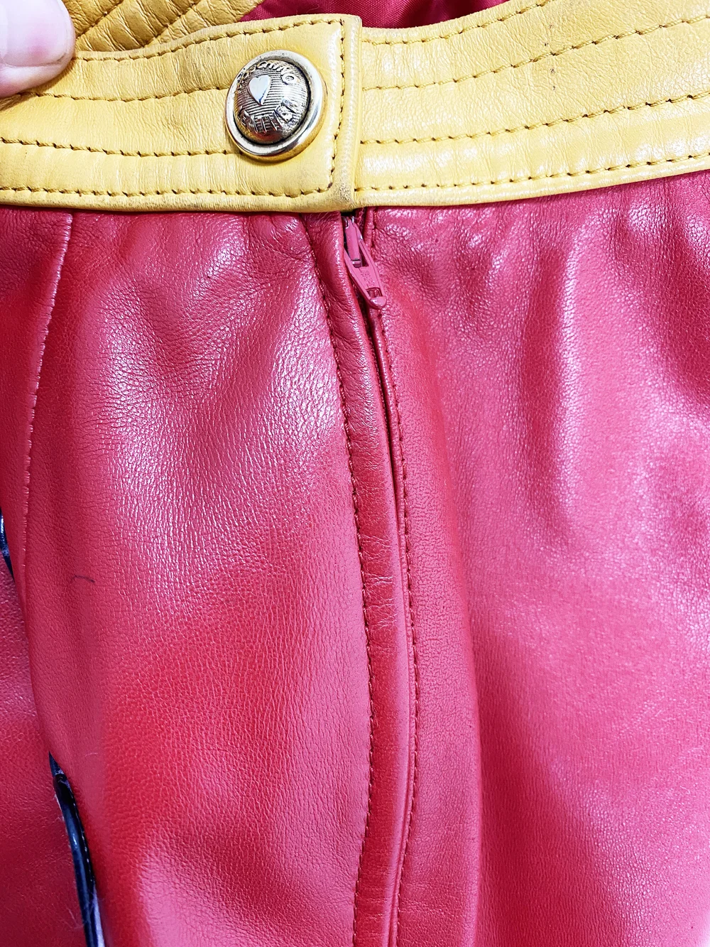 ⭐︎モコ⭐︎ Moschino 90s Mickey Mouse gloves leather skirt — JAMES VELORIA