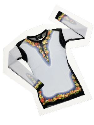Jean Paul Gaultier floral print mesh top — JAMES VELORIA