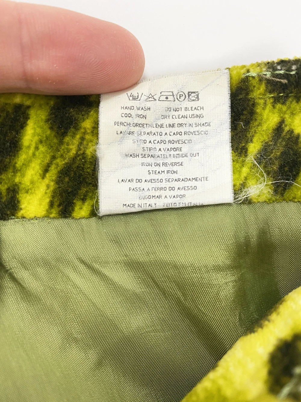 Moschino neon yellow leopard velvet skirt — JAMES VELORIA