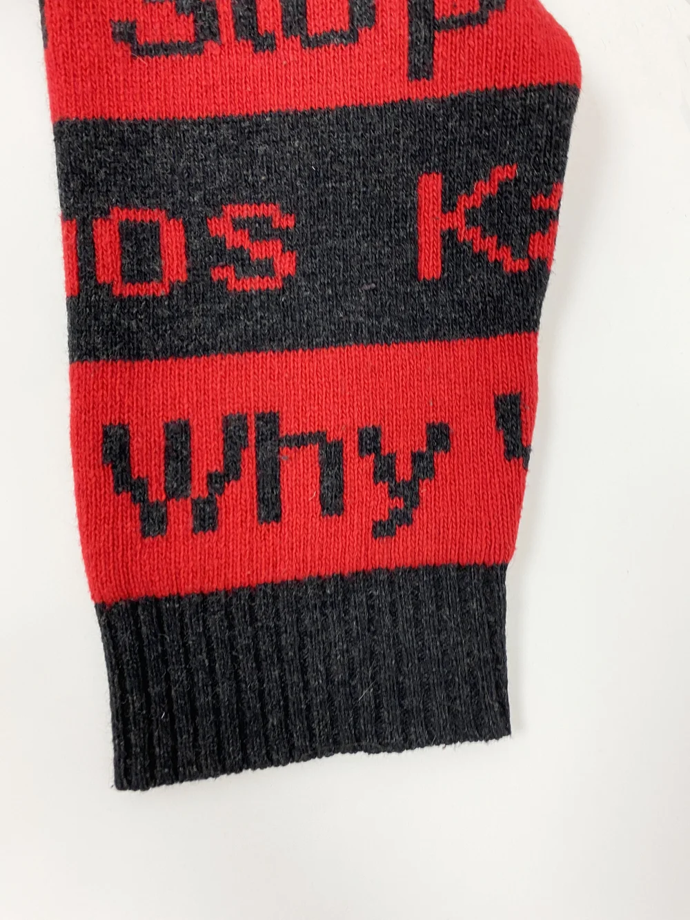 Moschino 90s red word sweater — JAMES VELORIA