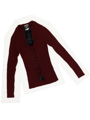 Jean Paul Gaultier leather lace up panel sweater — JAMES VELORIA