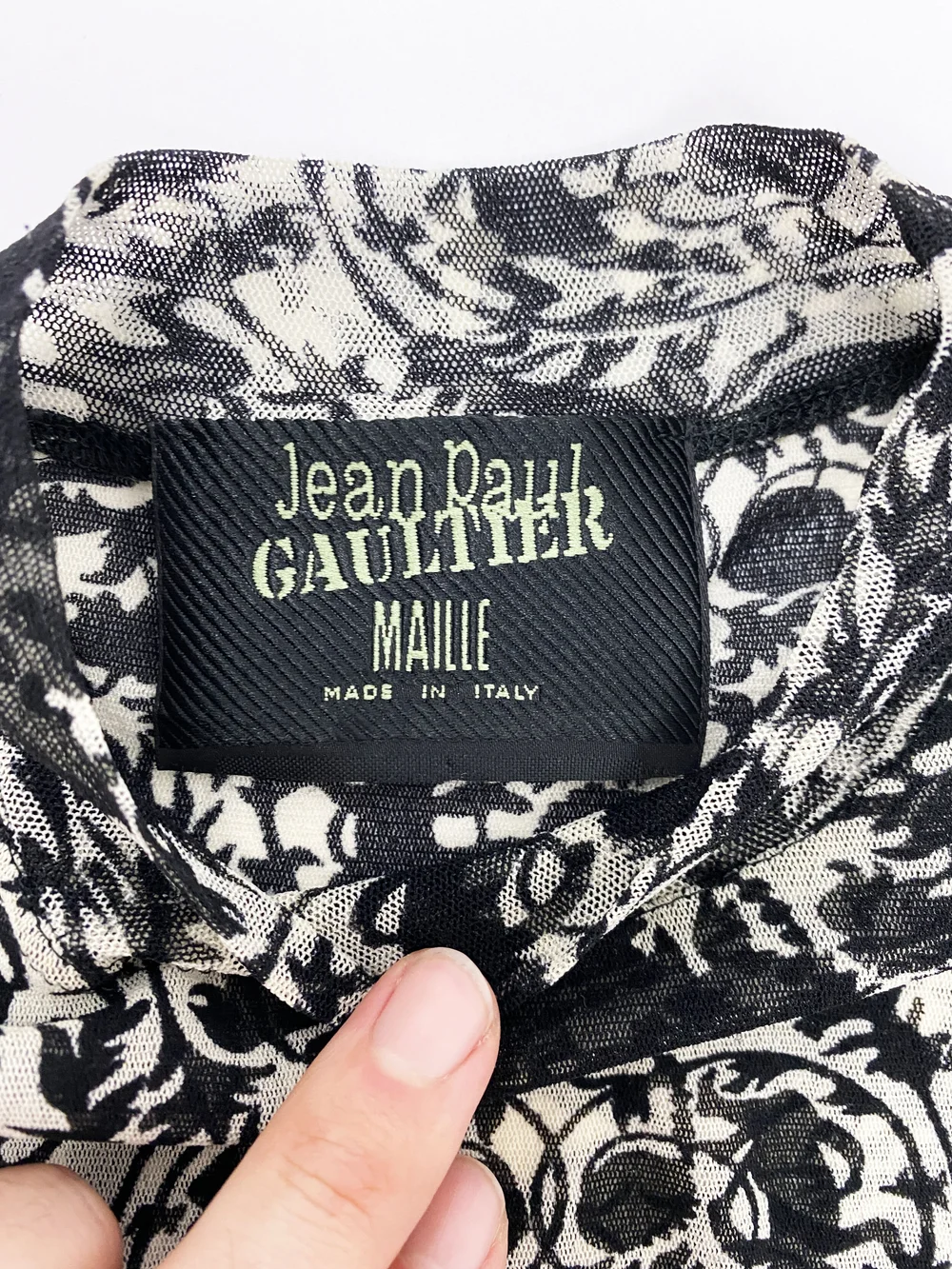 Jean Paul Gaultier 90s cherub print mesh top — JAMES VELORIA