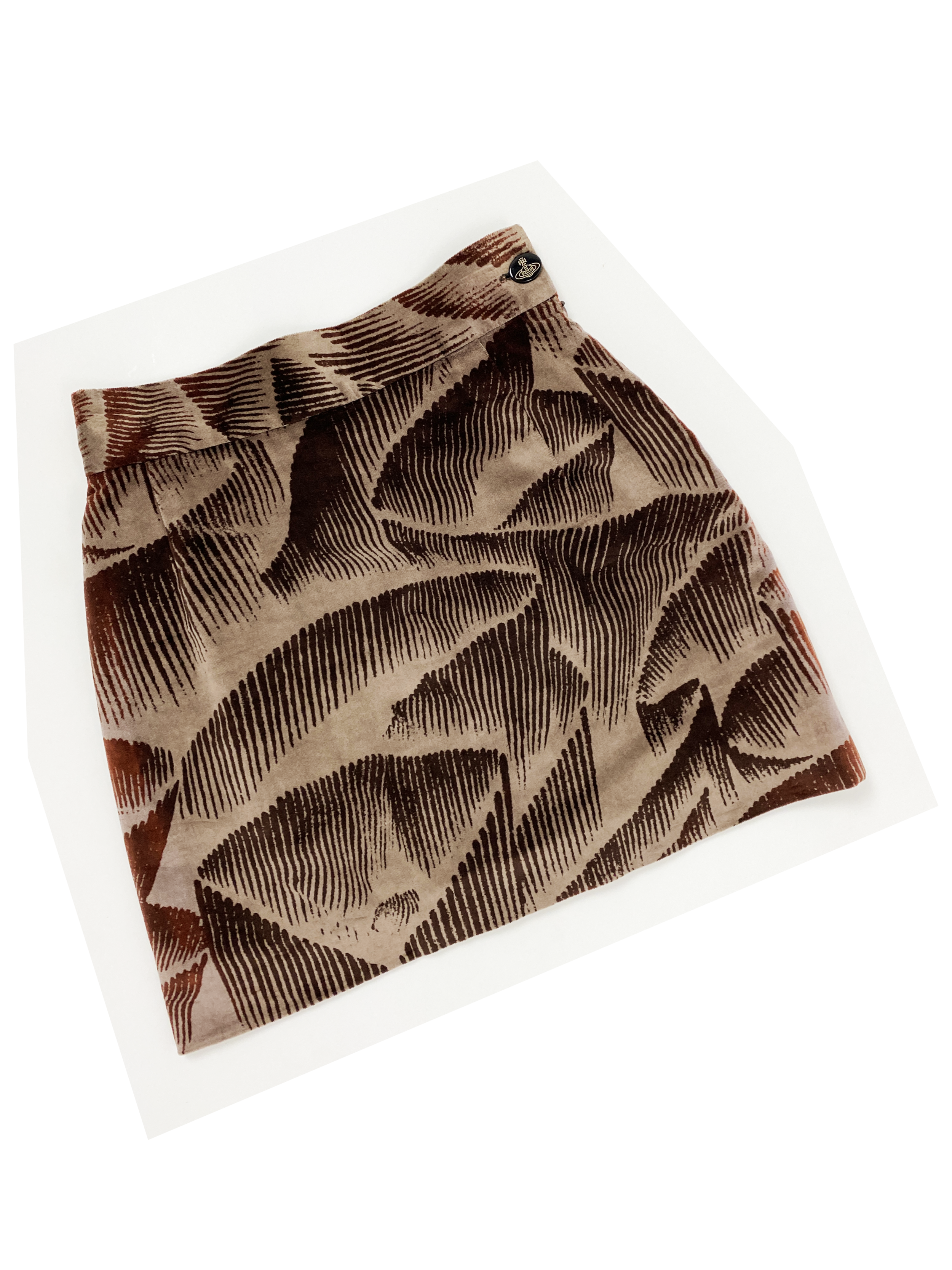 Vivienne Westwood 1990s printed velvet mini skirt