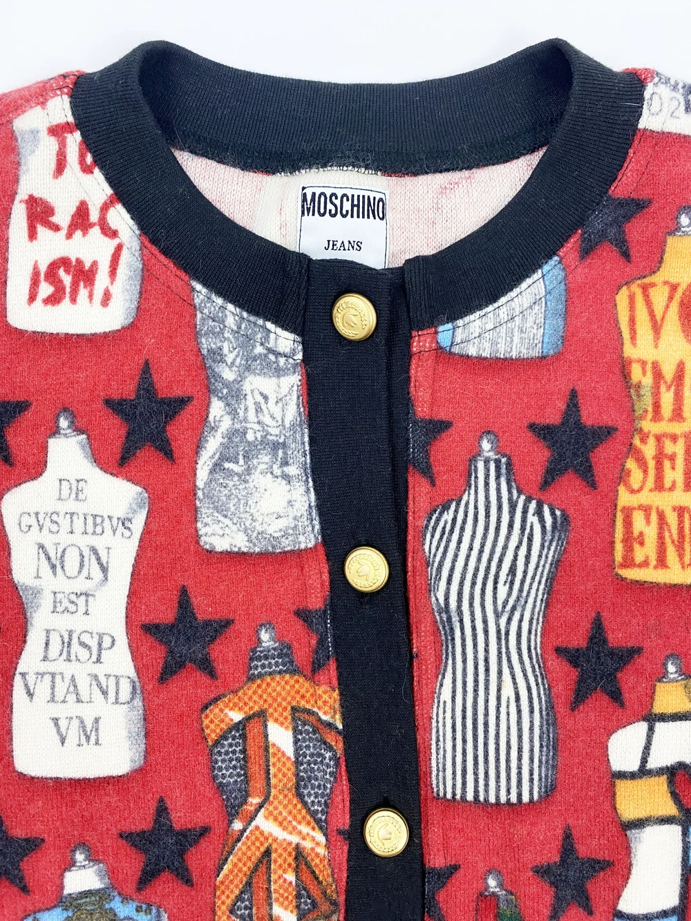 【MOSCHINO】archive 90s 00s ベア カーディガン Y2K Moschino 90s mannequin print cardigan — JAMES VELORIA