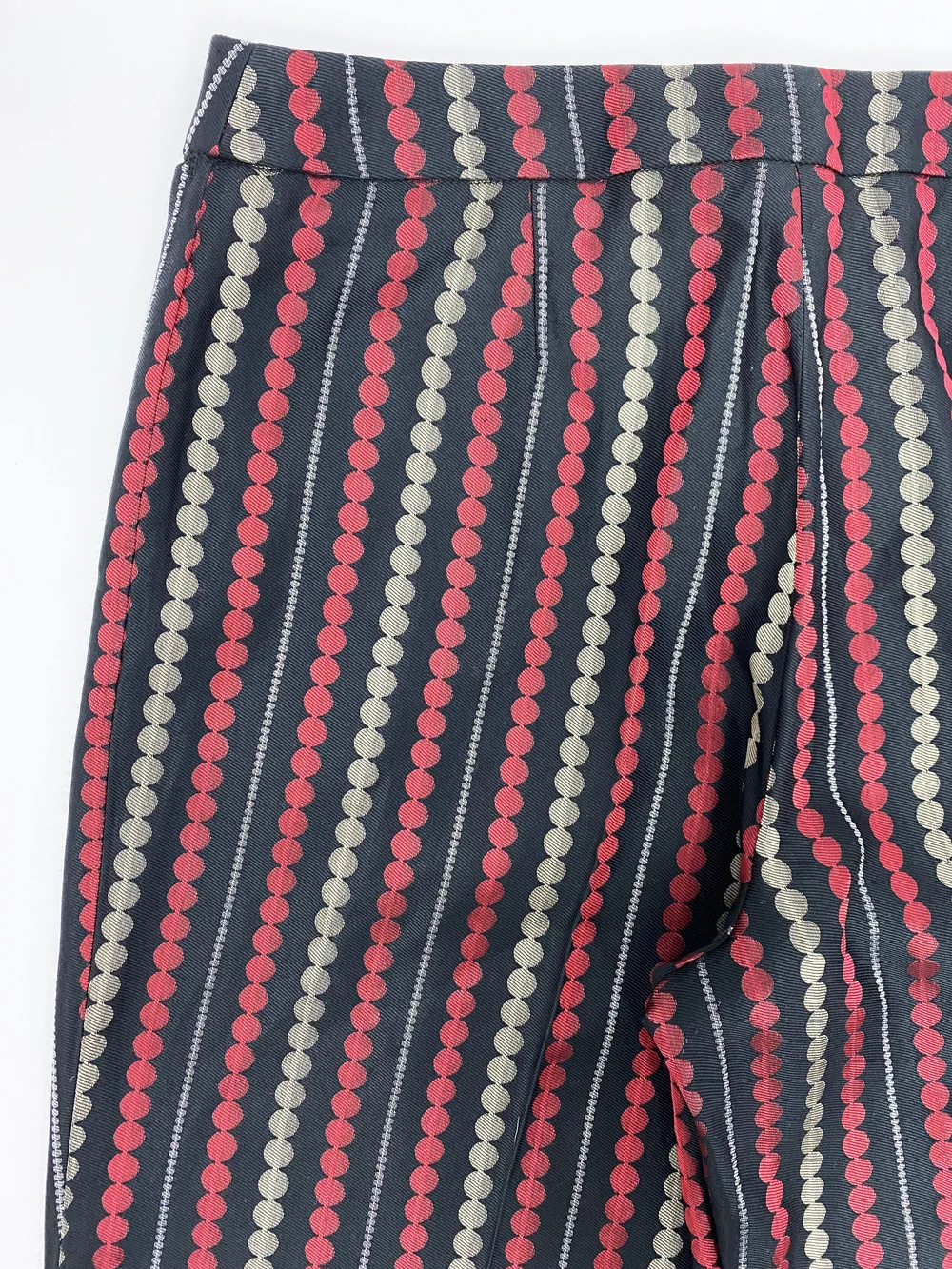 Alexander McQueen S/S 2002 red pattern silk pants — JAMES