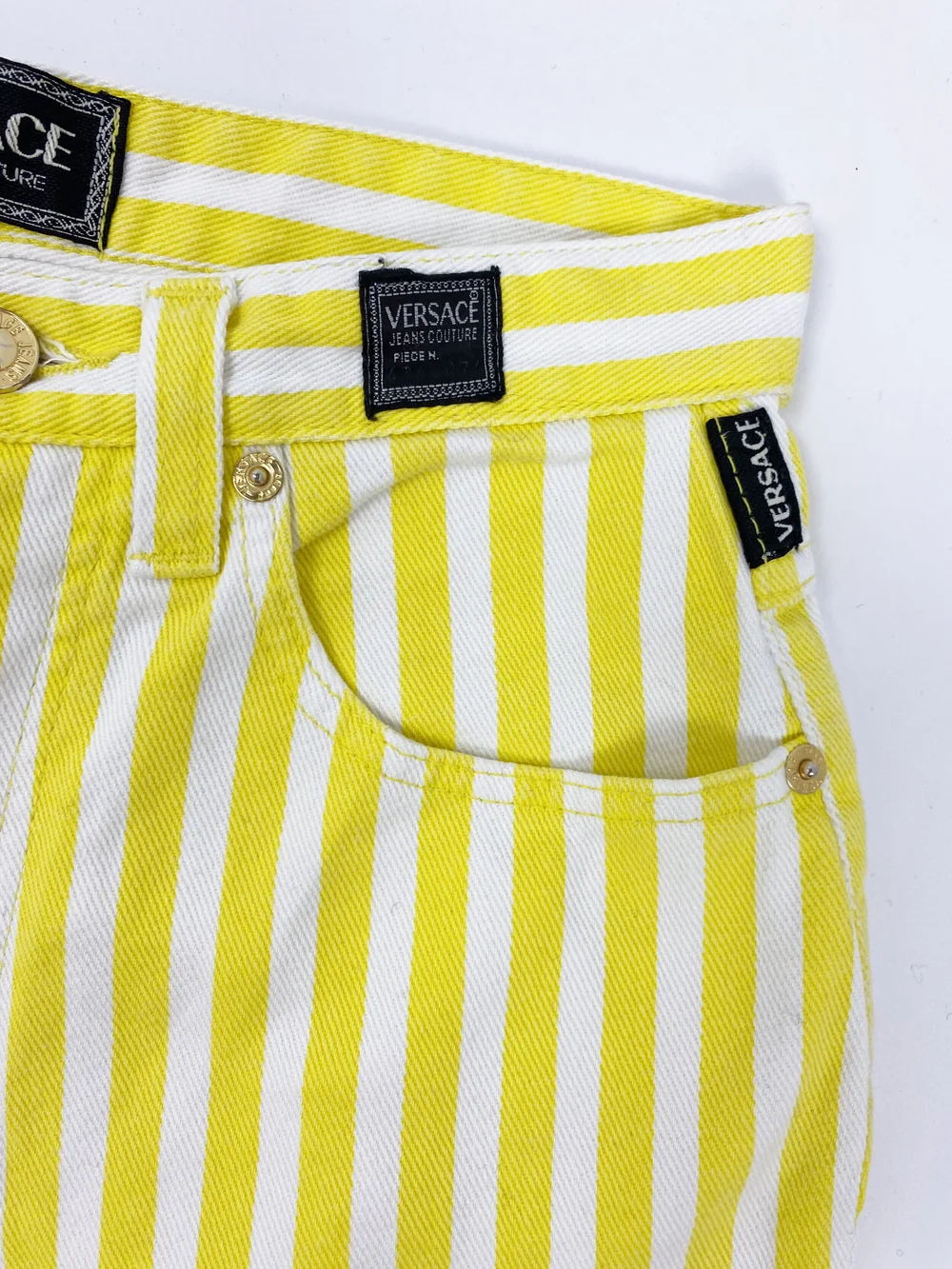 Versace Jeans Couture 90s yellow striped jeans — JAMES VELORIA