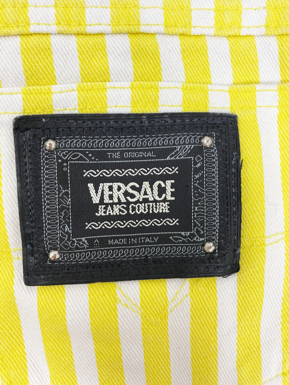 Versace Jeans Couture 90s yellow striped jeans — JAMES VELORIA