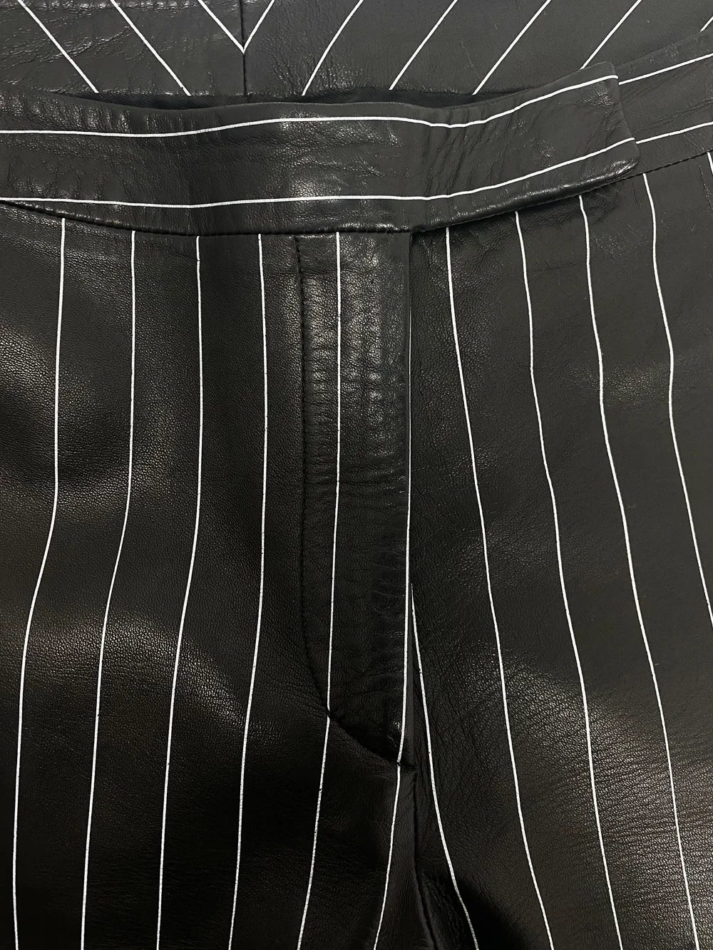 Gianni Versace 90s black pinstriped leather pants — JAMES