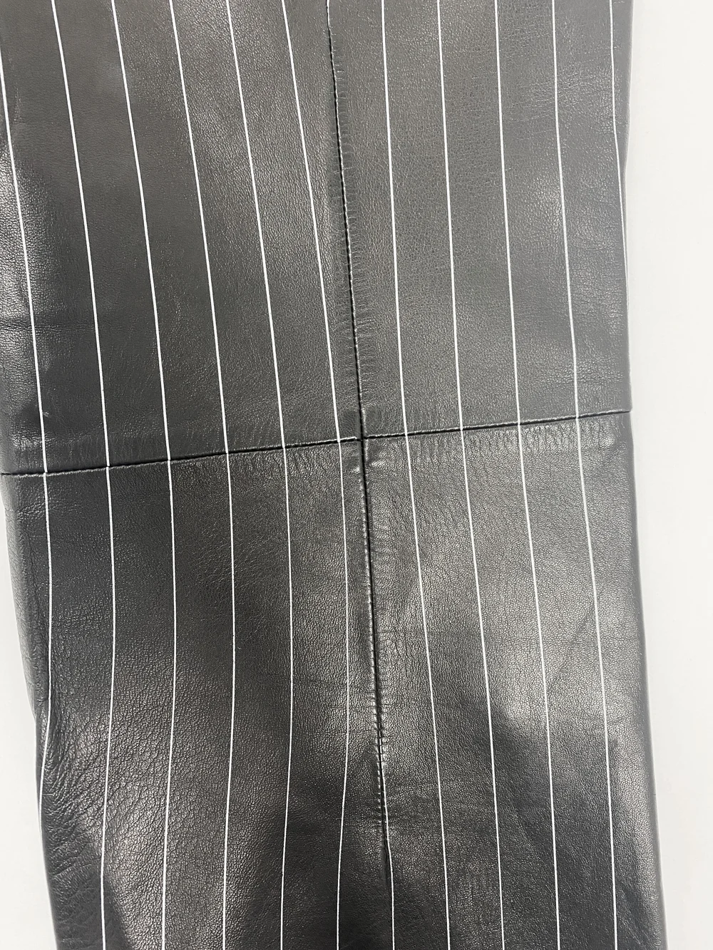 Gianni Versace 90s black pinstriped leather pants — JAMES VELORIA