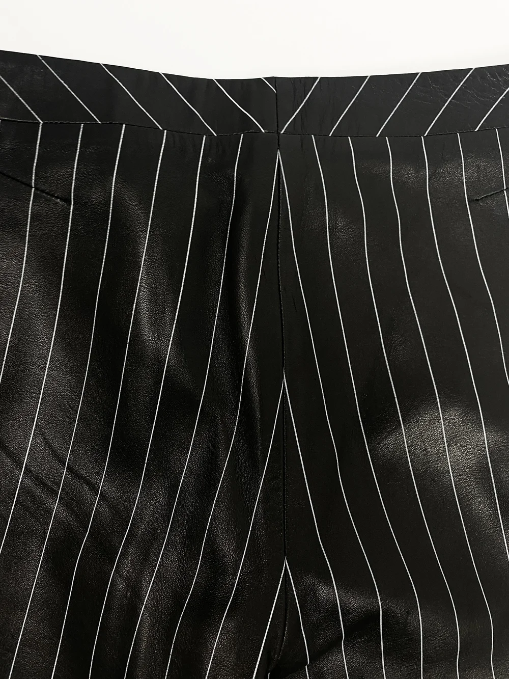 Gianni Versace 90s black pinstriped leather pants — JAMES VELORIA