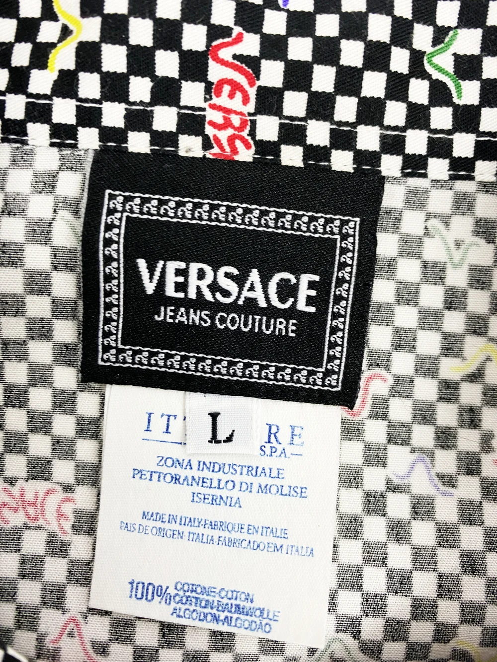 トップス 90s VERSACE JEANS COUTURE L/S Shirt VTG Vintage 90s Versace Jeans Couture Embroidered Logo Single