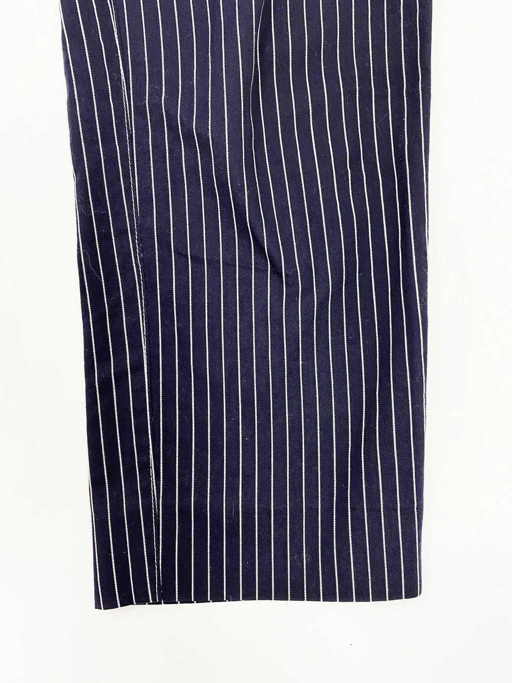 VERSACE ネイビー ストライプ　ワイド　ウールスラックス　90s Versace Jeans Couture 90s navy blue striped pants — JAMES