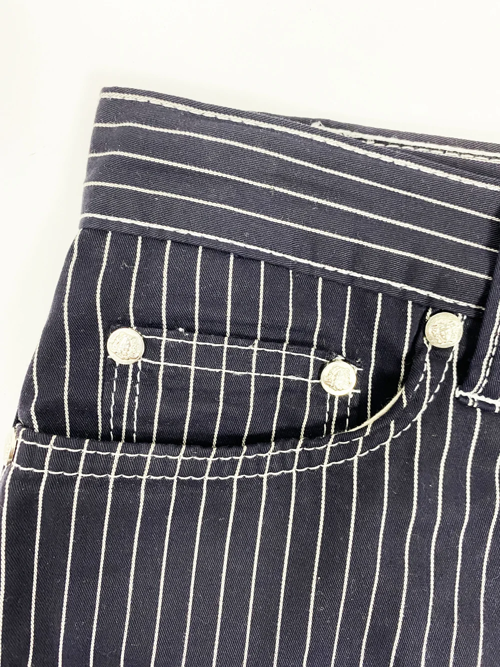 Versace Jeans Couture 90s navy blue striped pants — JAMES