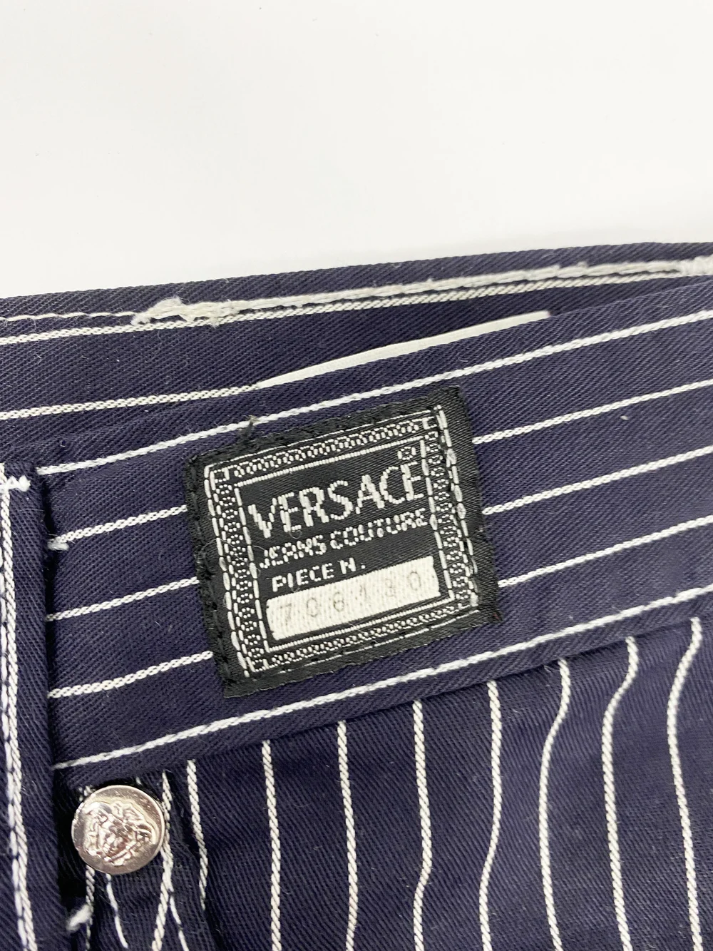 Versace Jeans Couture 90s navy blue striped pants — JAMES
