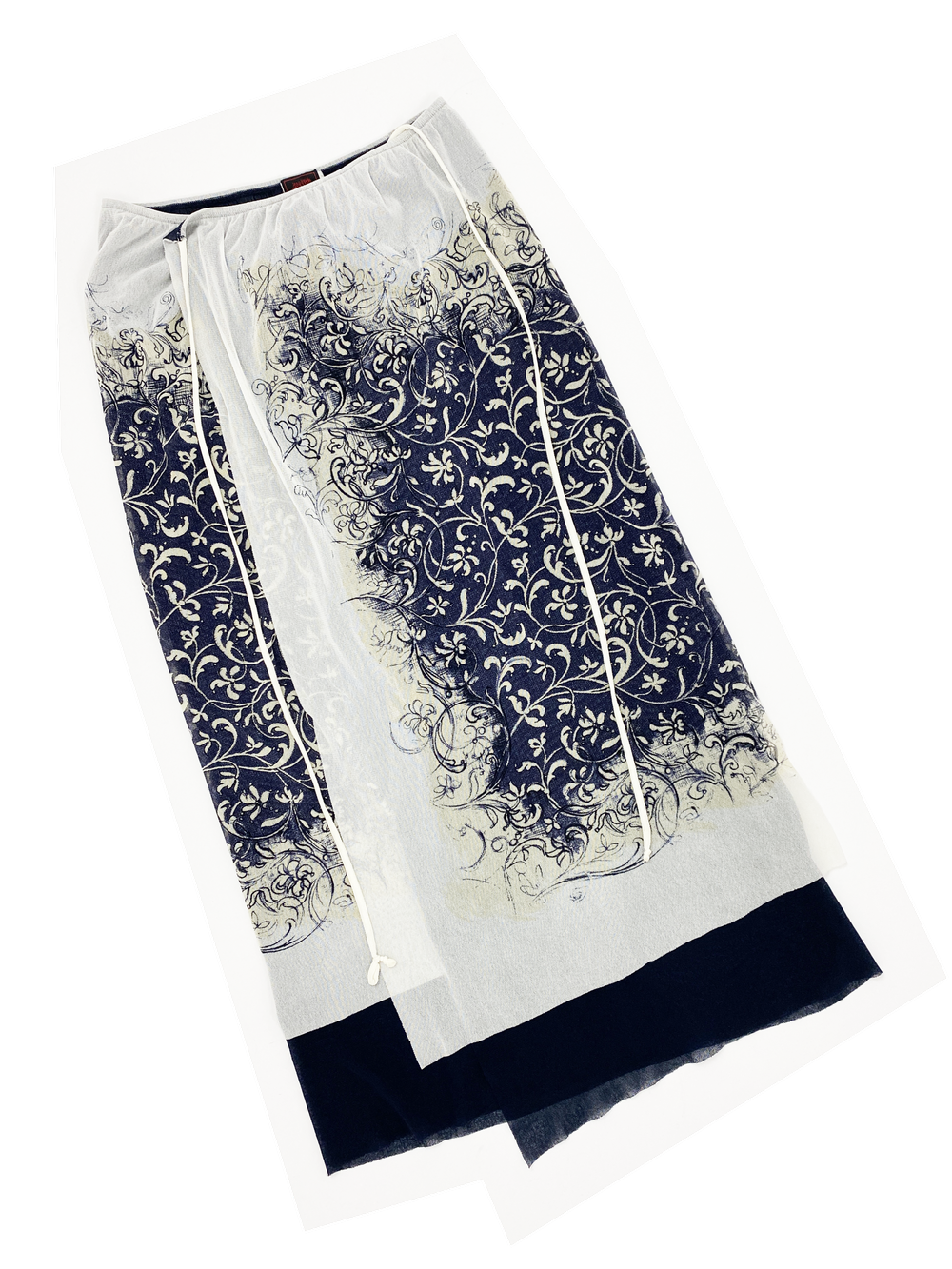 Jean Paul Gaultier 90s floral print mesh wrap skirt — JAMES VELORIA