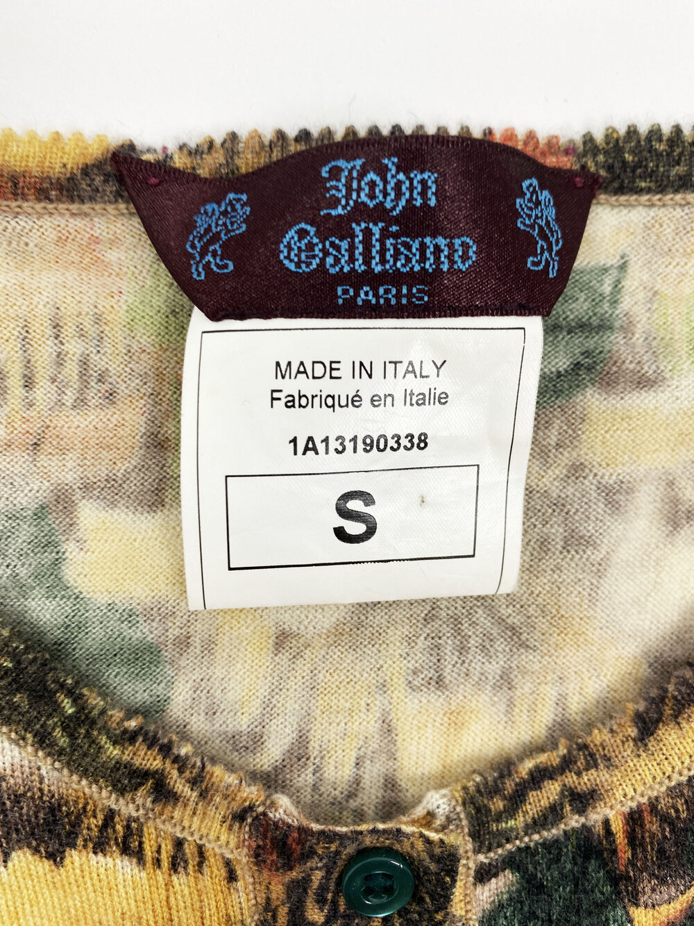 John Galliano F/W 2001 feather print cardigan — JAMES VELORIA John Galliano F/W 2001 feather print cardigan — JAMES VELORIA