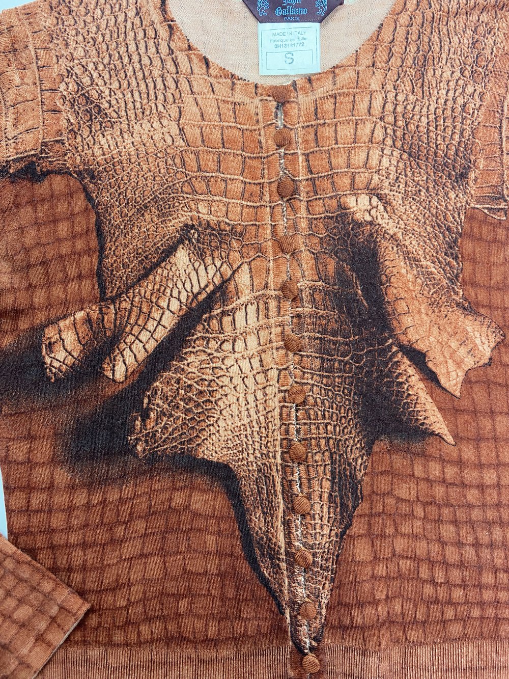 John Galliano F/W 2000 crocodile print cardigan — JAMES VELORIA