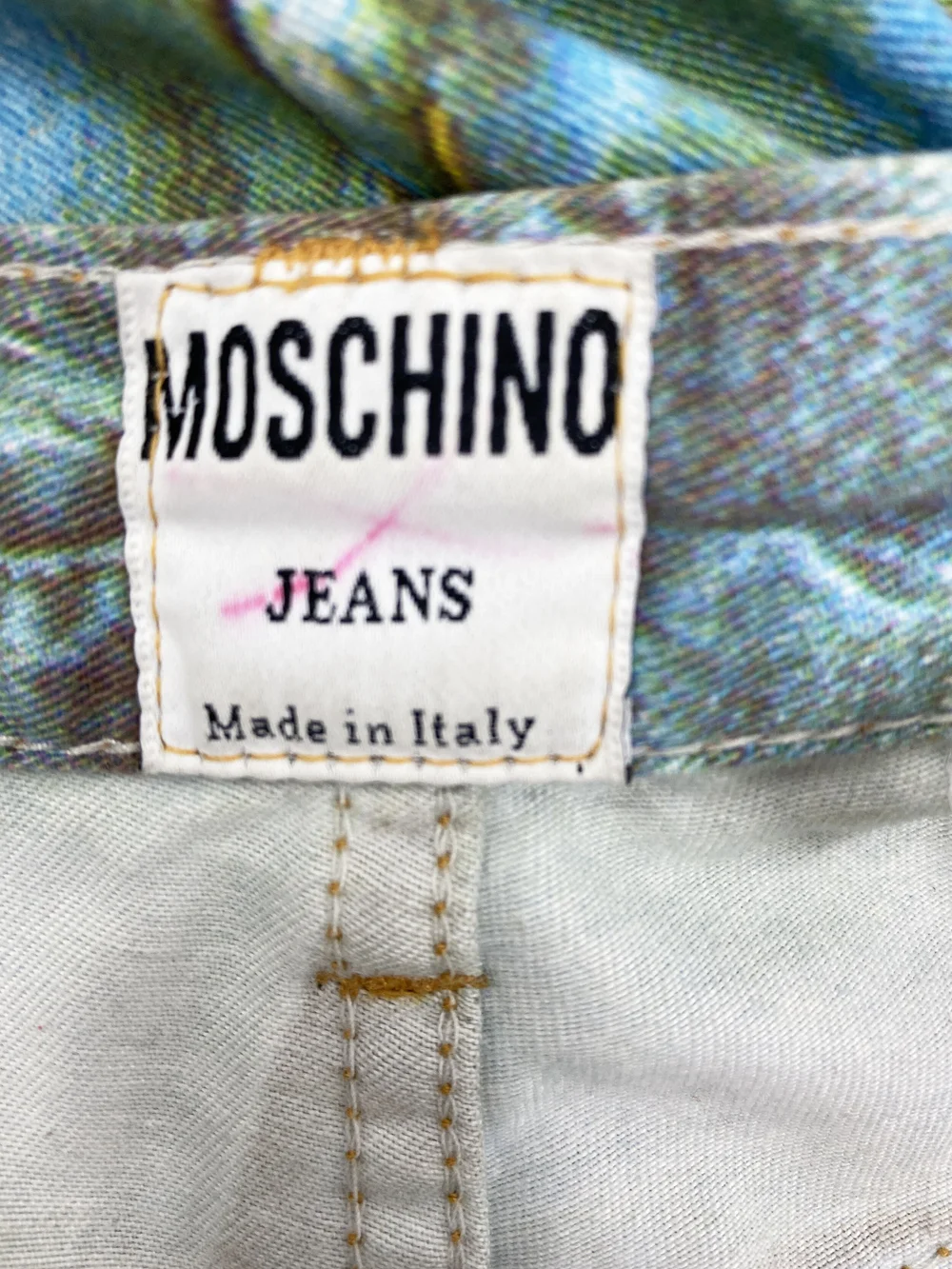 Moschino 90s trompe l'oiel denim print jeans — JAMES VELORIA
