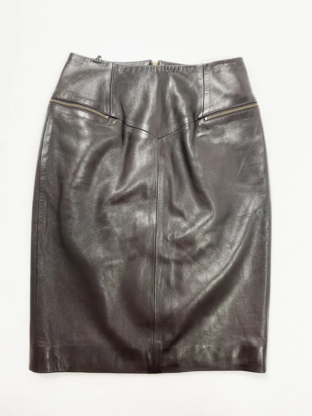 Christian Dior F/W 2000 brown leather zipper skirt — JAMES VELORIA
