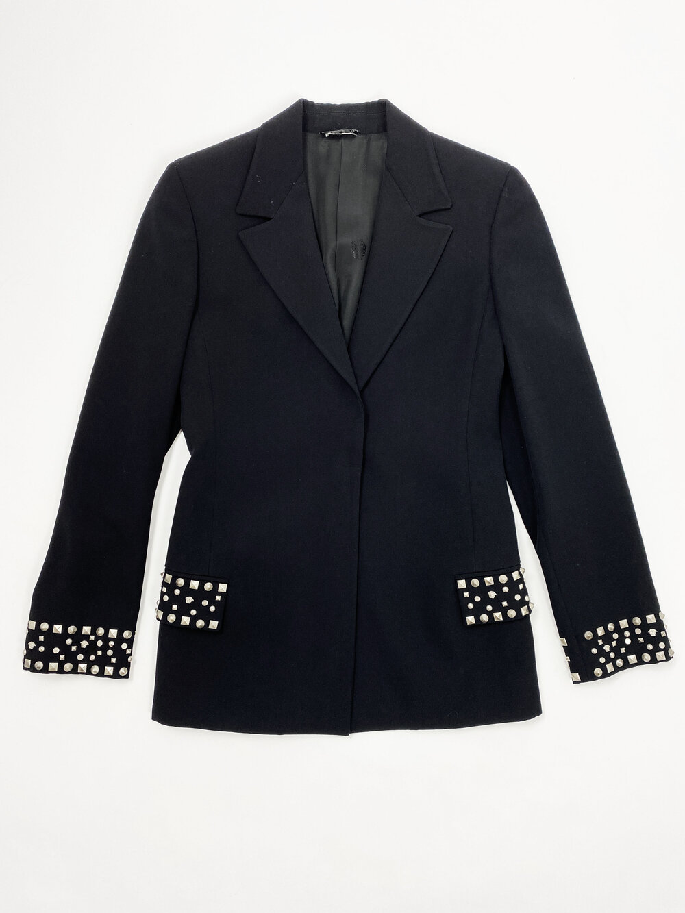 Gianni Versace F/W 1998 black suit with metal studs — JAMES Gianni Versace F/W 1998 black suit with metal studs — JAMES