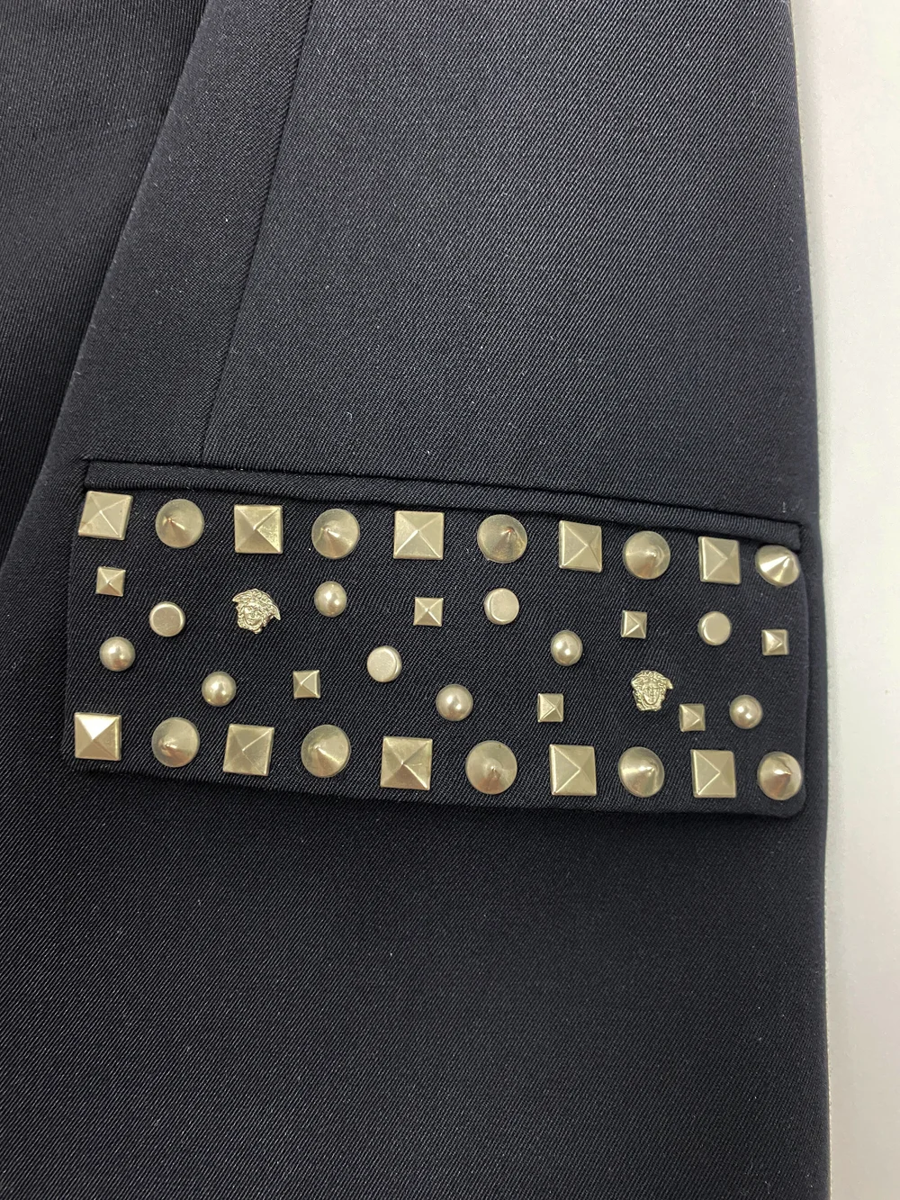 Gianni Versace F/W 1998 black suit with metal studs — JAMES