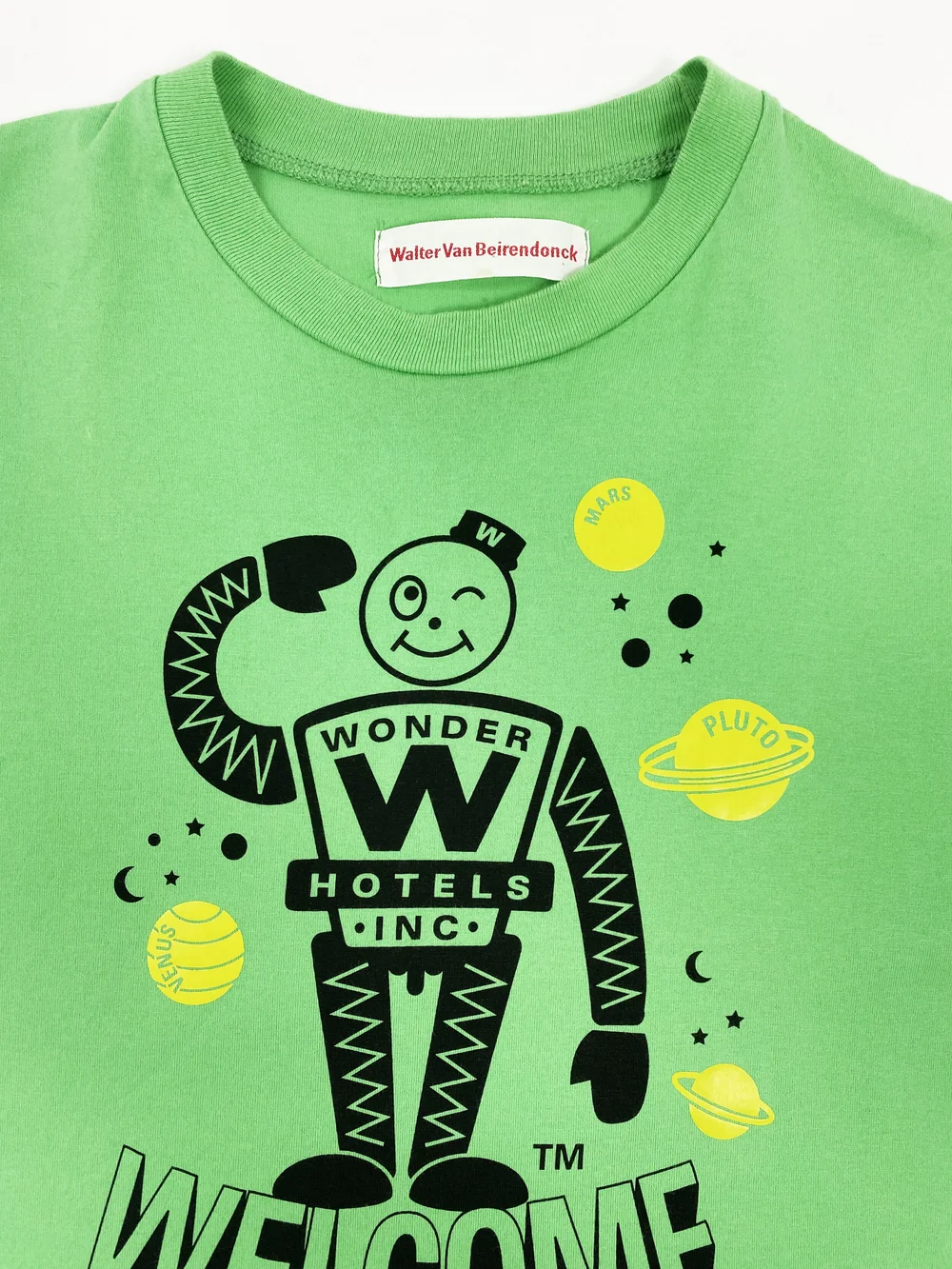 Walter Van Beirendonck green robot print t-shirt — JAMES VELORIA, image size:1000x1333