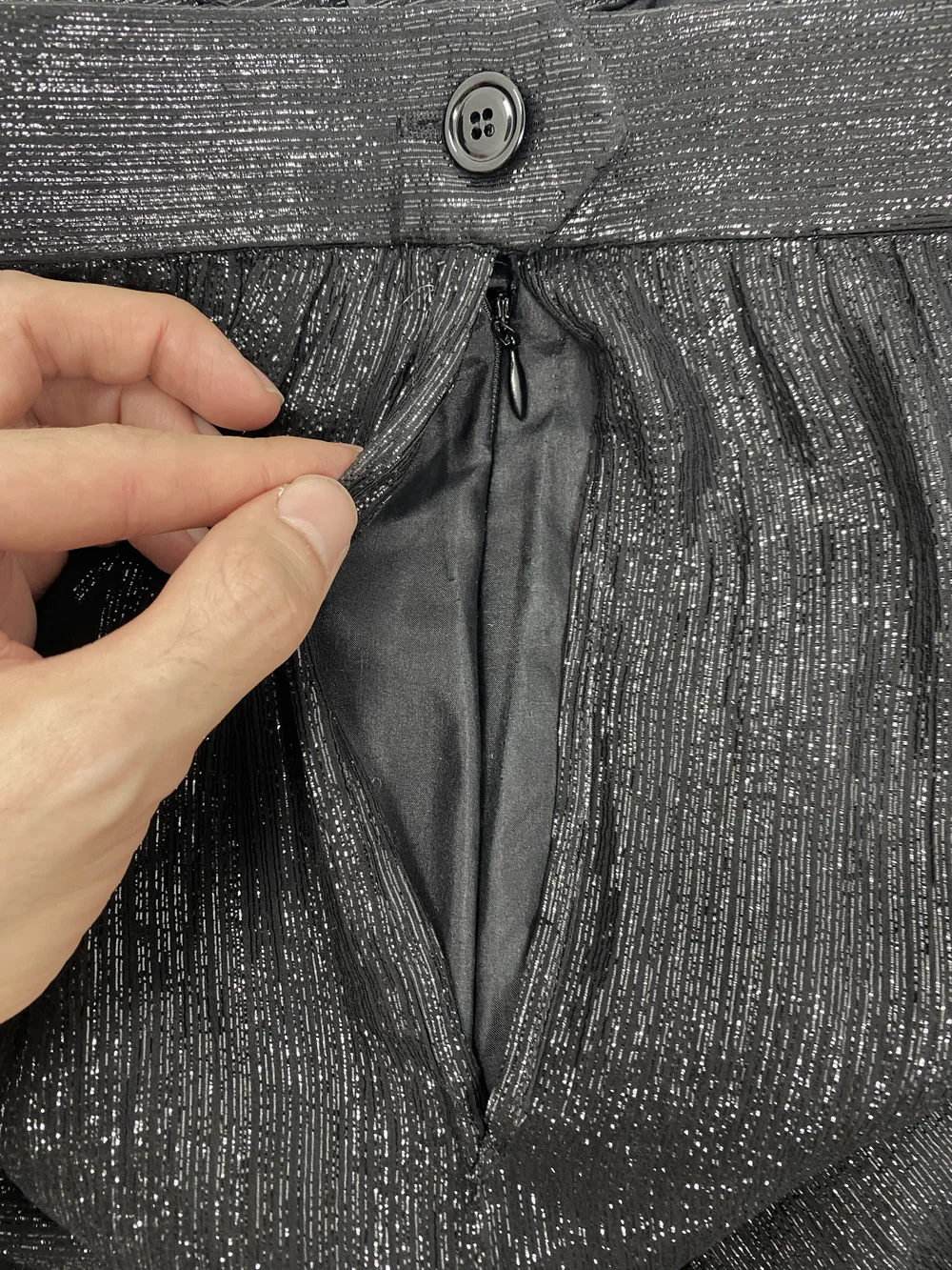 Christian Dior Boutique 80s metallic wide leg pants — JAMES VELORIA