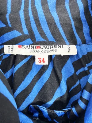 Yves Saint Laurent 80s blue zebra print silk blouse — JAMES VELORIA