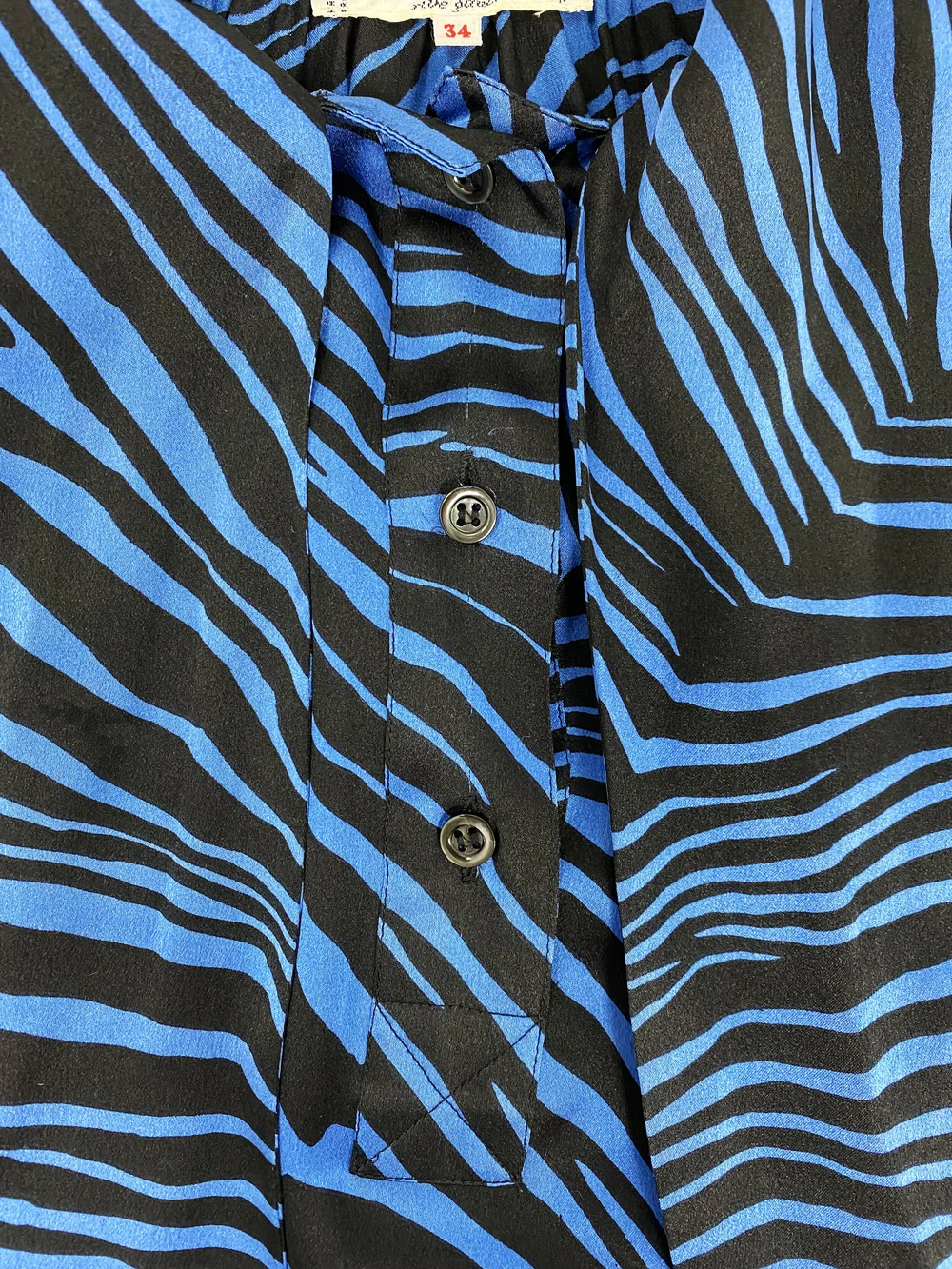 Yves Saint Laurent 80s blue zebra print silk blouse — JAMES VELORIA