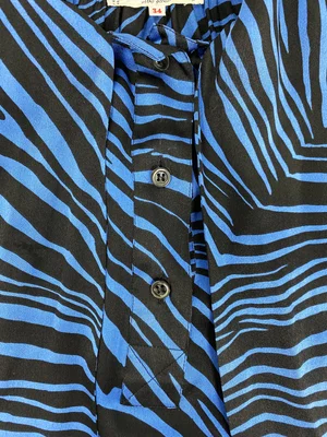 Yves Saint Laurent 80s blue zebra print silk blouse — JAMES VELORIA