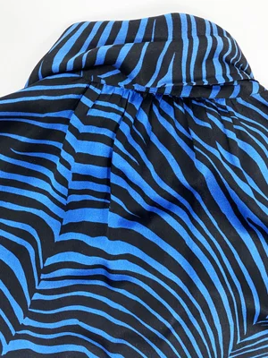 Yves Saint Laurent 80s blue zebra print silk blouse — JAMES VELORIA