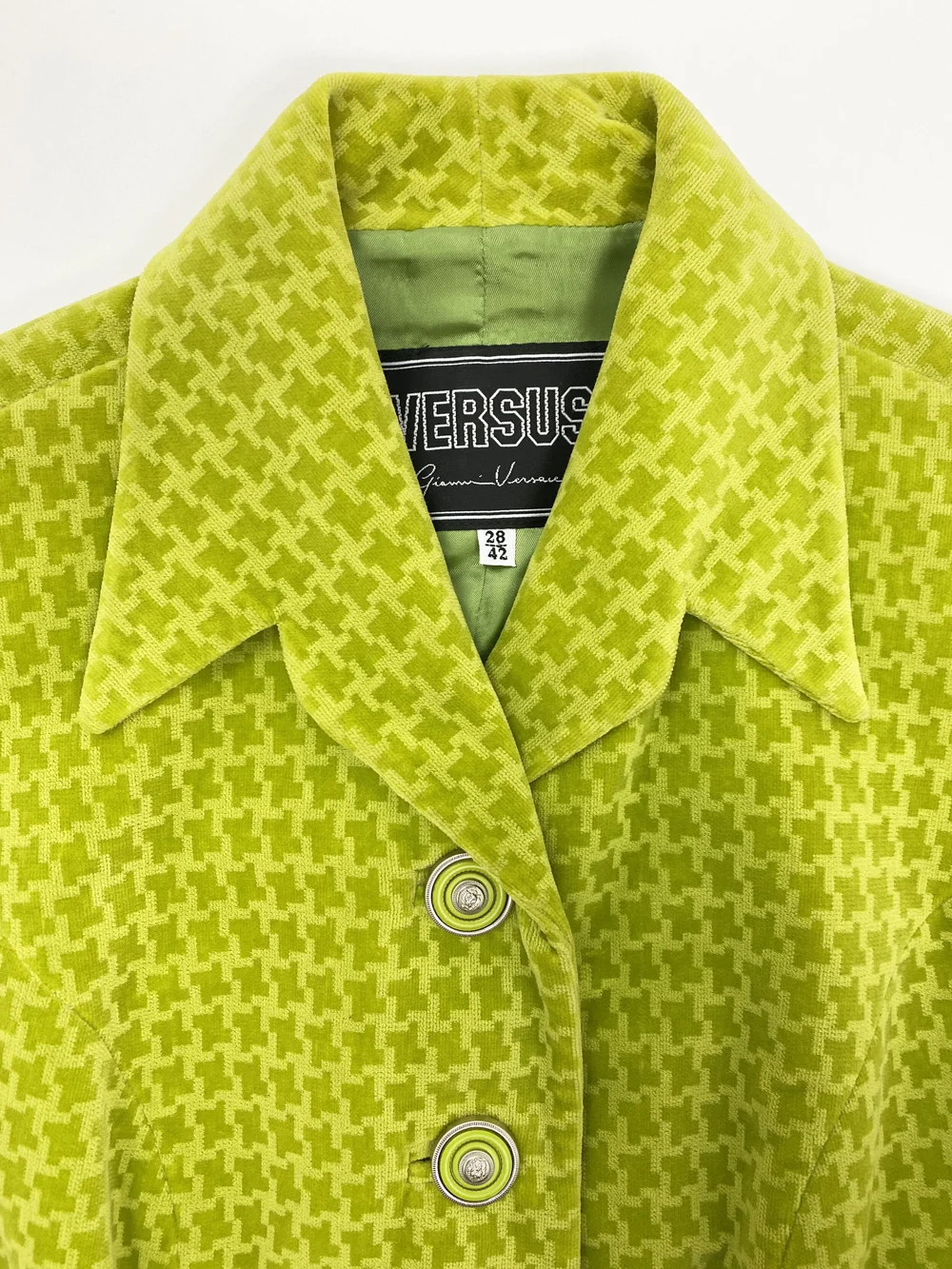 Gianni Versace Versus 90s green velvet skirt suit — JAMES VELORIA