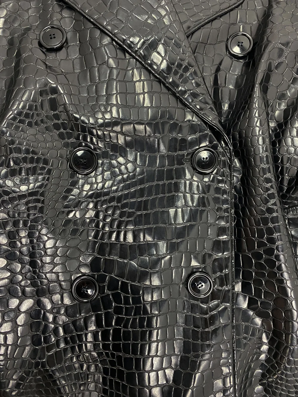 Yves Saint Laurent 90s croc embossed vinyl trench coat