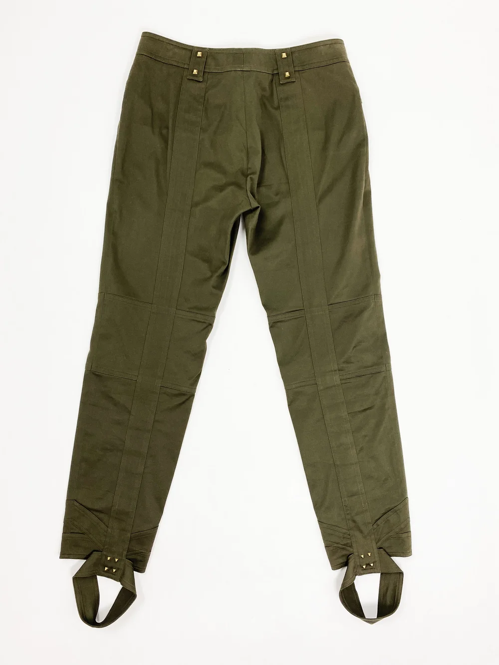 GUCCI オリーブグリーン チノパン　size48 Gucci 2003 studded ankle loop pants — JAMES VELORIA