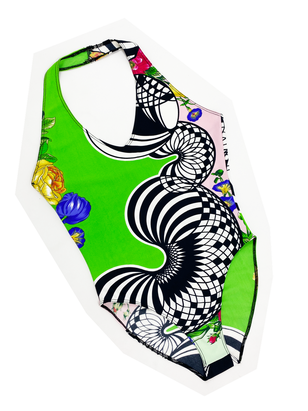 Gianni Versace Versus green op art swimsuit — JAMES VELORIA