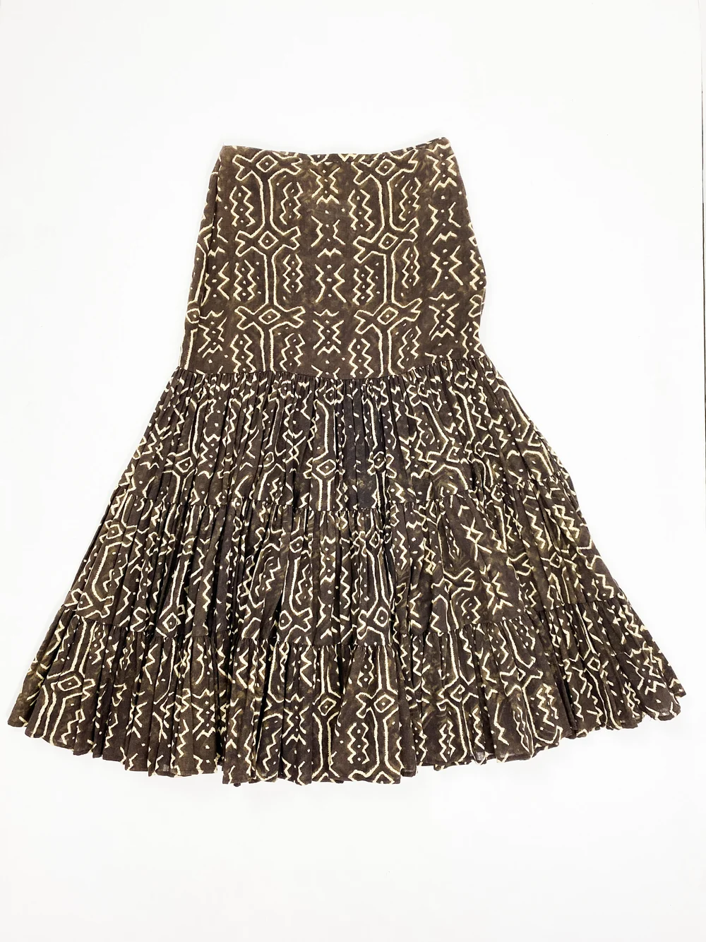 Norma Kamali 80s mud cloth print top and skirt set — JAMES VELORIA