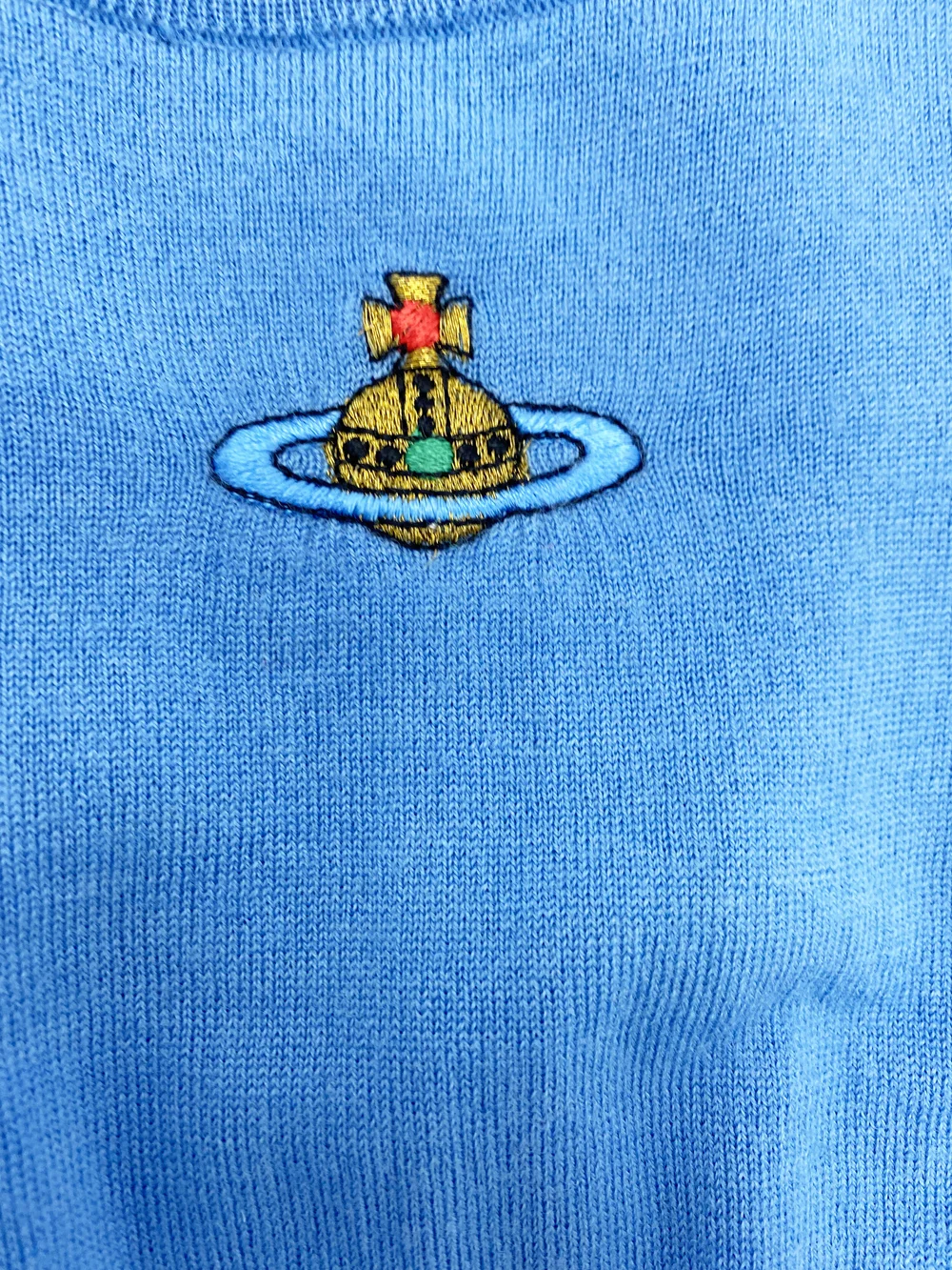 Vivienne Westwood 90s blue cropped orb sweater — JAMES VELORIA