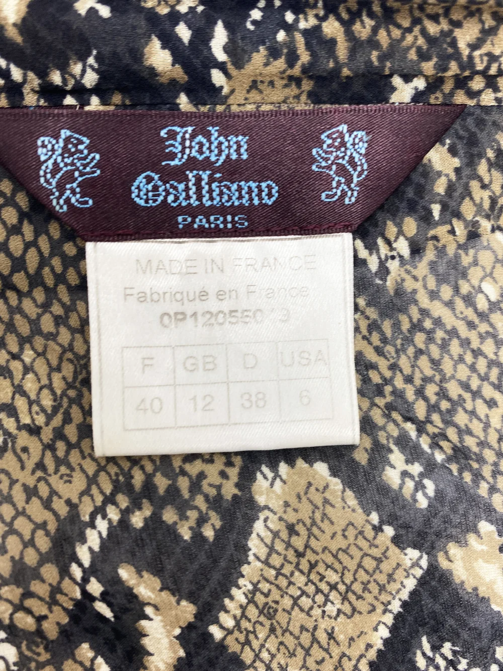 John Galliano S/S 2000 snake print silk top — JAMES VELORIA