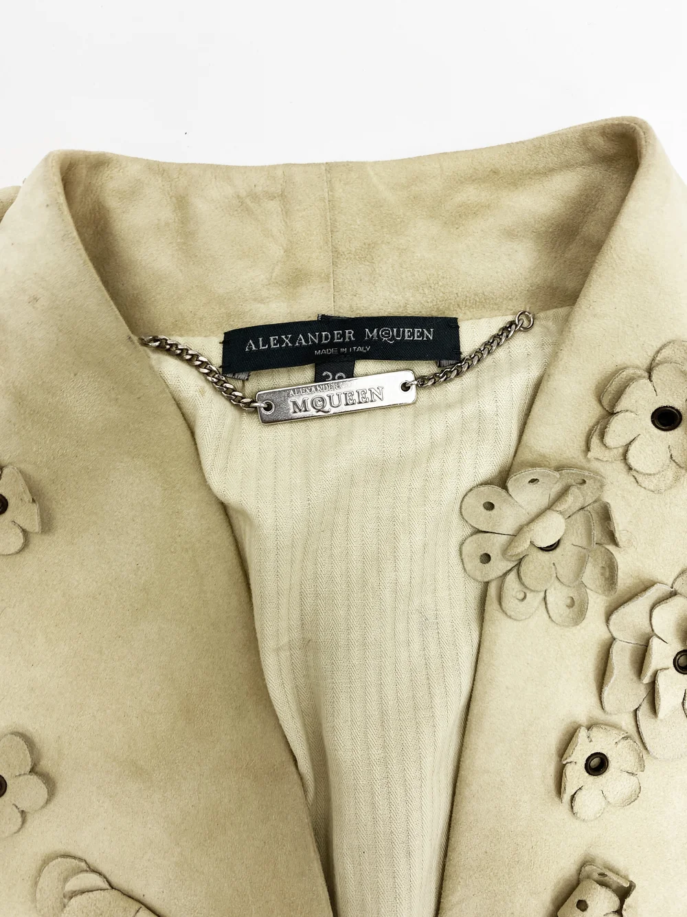Alexander Mcqueen suede flower applique jacket — JAMES VELORIA