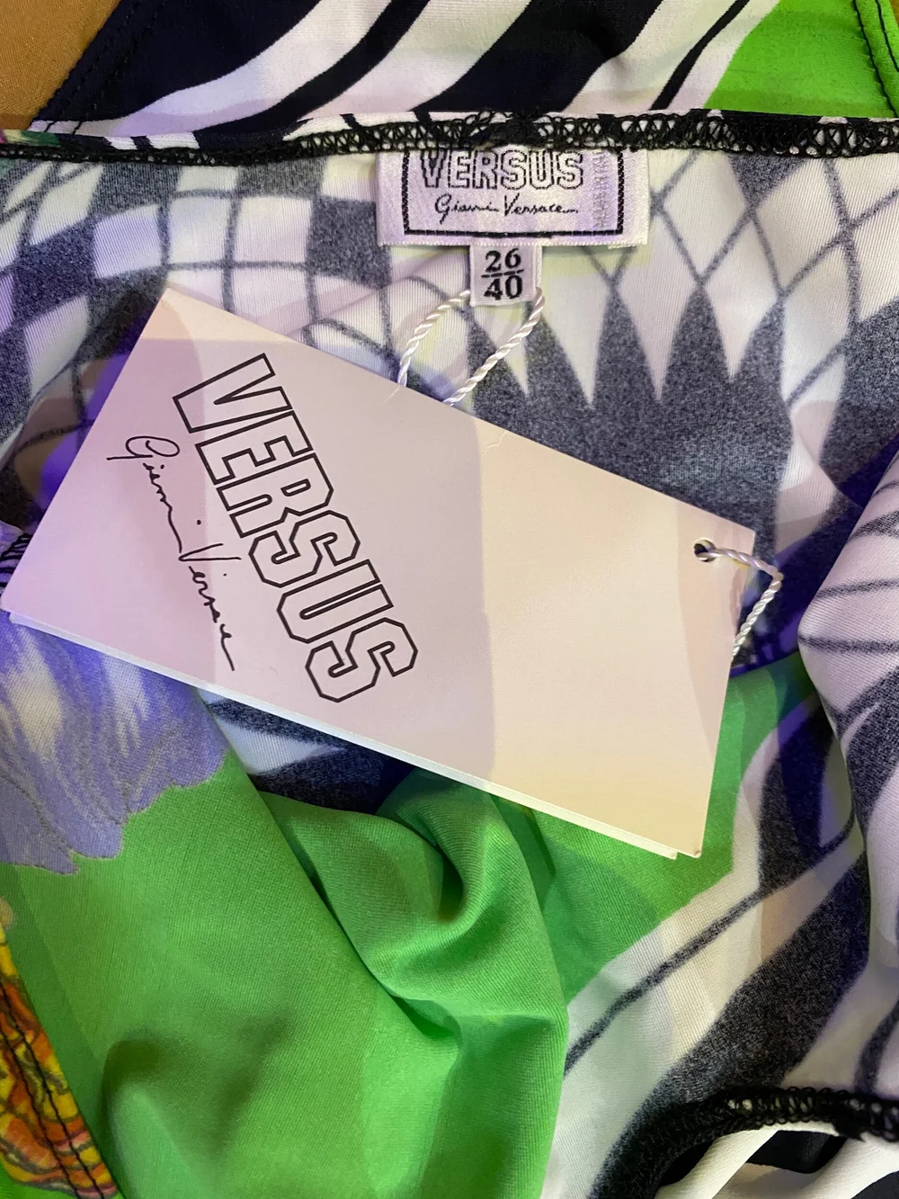 Gianni Versace Versus green op art swimsuit — JAMES VELORIA