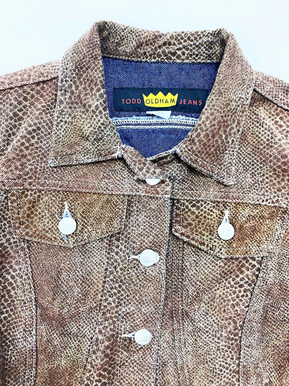 Todd Oldham snake print jean jacket — JAMES VELORIA