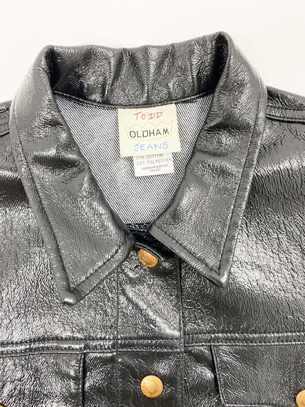 Todd Oldham black coated jean jacket — JAMES VELORIA